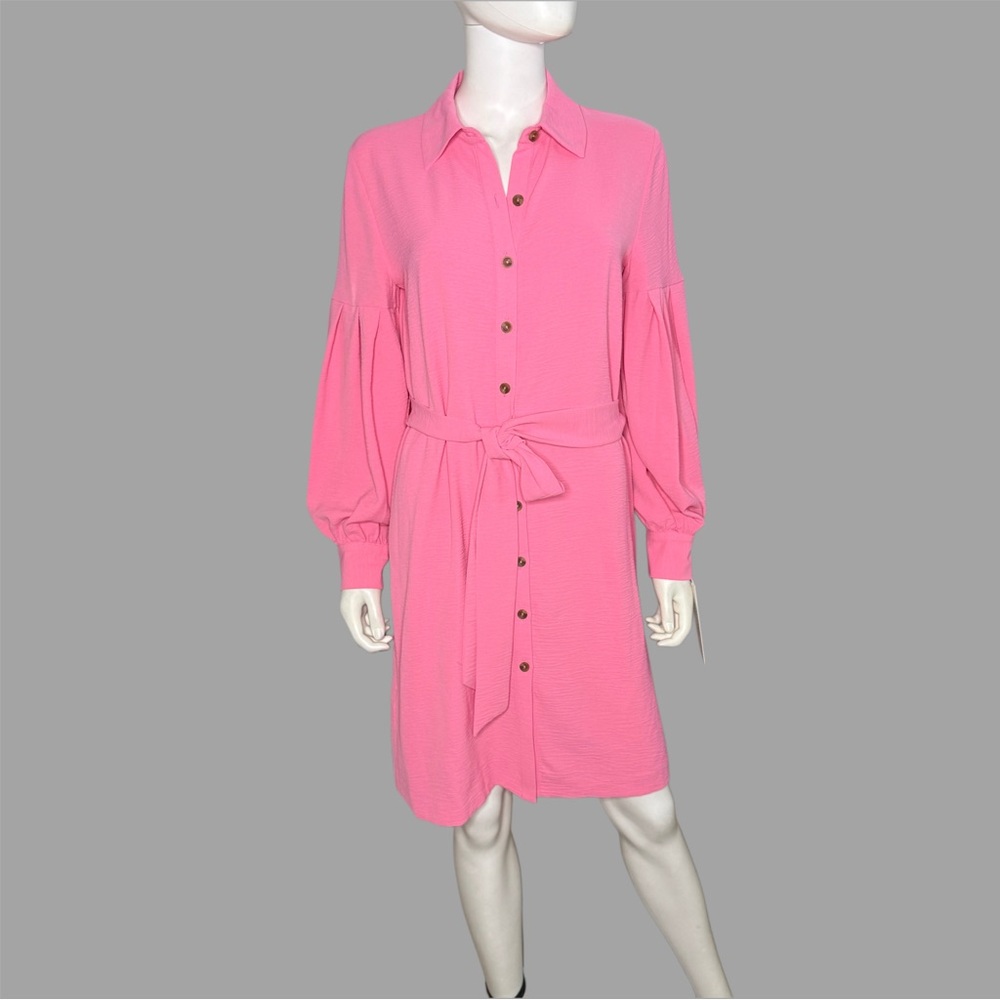 Calvin Klein Pink Button Down‎ Long Sleeve Dress